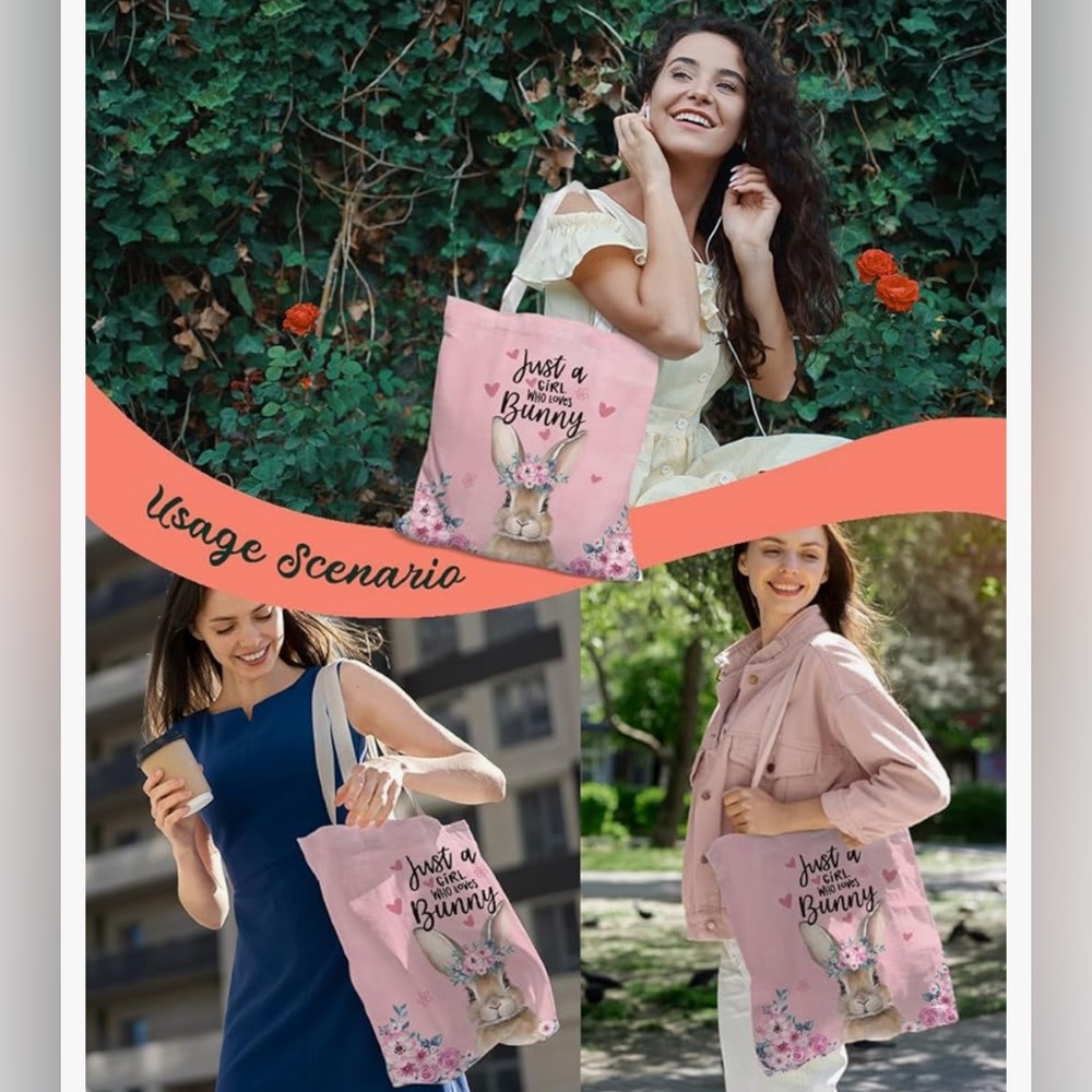 NEW Pink Girl Canvas Tote Bag - Picture 11 of 12